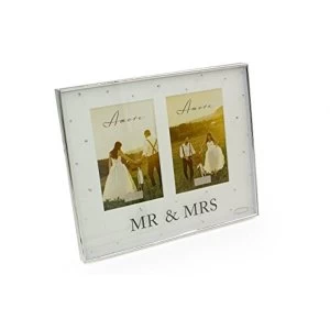 4" x 6" - Amore By Juliana Silver Double Frame - Mr & Mrs