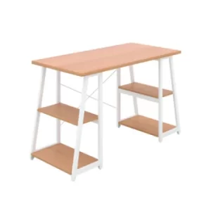 Soho Desk with Angled Shelves Beech/White Leg KF90789