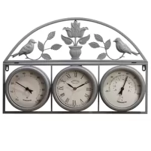 Garden Gear Outdoor Wall Clock and Weather Station - Grey