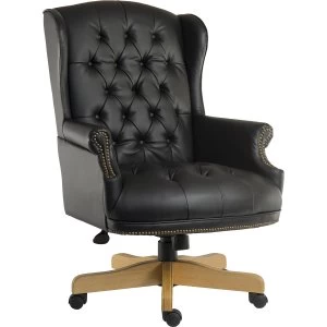 Teknik Chairman Leather Swivel Chair - Black