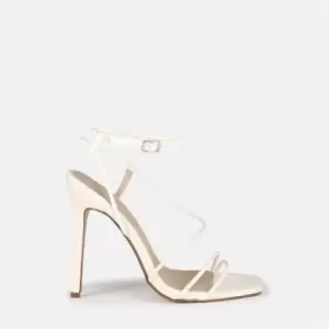 Missguided Asymmetrical Strappy Heels - White