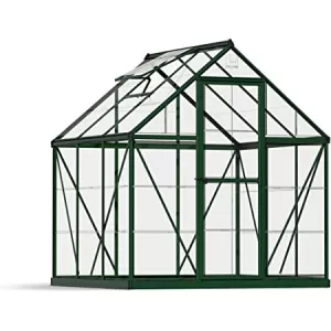 Palram 6 x 6ft Harmony Green Aluminium Apex Greenhouse with Clear Polycarbonate Panels