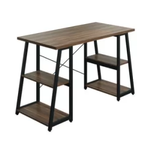 Soho Desk with Angled Shelves 1300x600x770mm Dark Walnut/Black KF90957