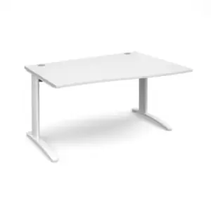 Office Desk Right Hand Wave Desk 1400mm White Top With White Frame TR10