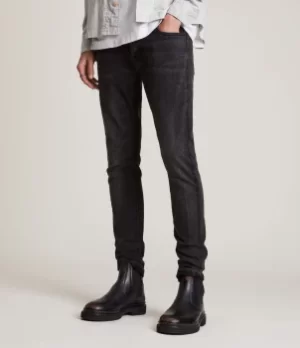 AllSaints Mens Cigarette Skinny Jeans, Washed Black, Size: 30/L32