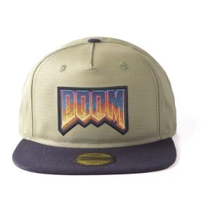 Doom - Original Retro Logo Unisex Snapback Baseball Cap - Light Green/Black