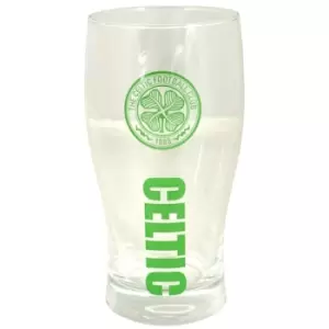 Celtic FC Official Football Crest Wordmark Pint Glass (One Size) (Clear/Green)