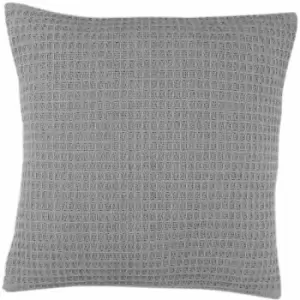 Appletree - Loft Bruges Waffle Weave 100% Cotton Filled Cushion, Silver, 43 x 43 Cm