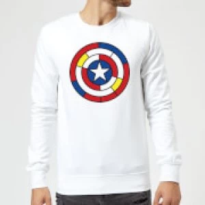 Marvel Captain America Stained Glass Shield Sweatshirt - White - XXL