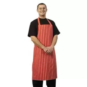BonChef Butcher Full Length Apron (One Size) (Red/White) - Red/White