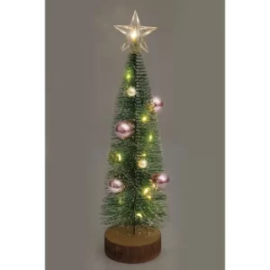 LED Mini Christmas Tree with Pink and Gold Baubles