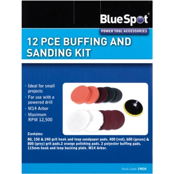 19034 12 Piece Buffing and Sanding Kit - Bluespot
