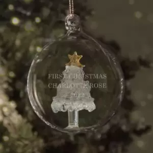 Personalised Glass Christmas Tree Bauble, Multi