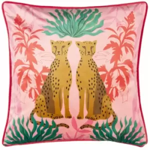 Kate Merritt Leopards Wildlife Print Piped Edge Cushion Cover, Multi, 43 x 43 Cm