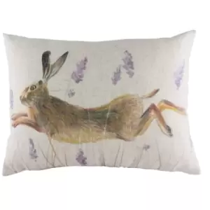 Evans Lichfield Leaping Hare Cushion Cover (One Size) (Lavender Purple/Brown/Off White)