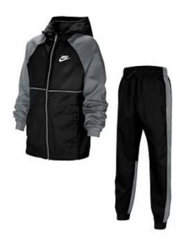 Boys, Nike Older Woven Tracksuit - Grey/Black, Grey, Size S, 8-10 Years