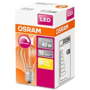 Osram Classic A 40W Clear Filament Dimmable ES Bulb - Warm White