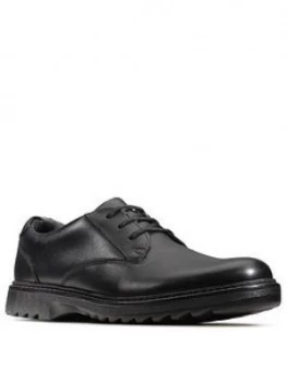 Clarks Boys Youth Asher Jazz School Shoes - Black Leather, Size 3.5 Older