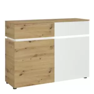 Luci 2 Door 2 Drawer Cabinet (including LED Lighting) In White And Oak Effect