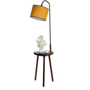 Cristal Model 3 Deco Mustard Wooden Floor Lamp with table
