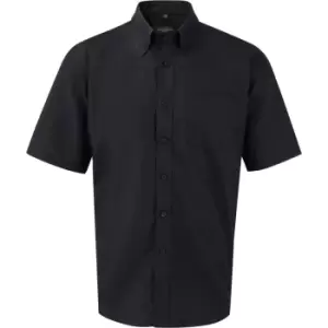 Russell Collection Mens Short Sleeve Easy Care Oxford Shirt (16.5inch) (Black)