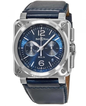 Bell & Ross BR 03-94 Blue Dial Blue Leather Strap Mens Watch BR0394-BLU-ST/SCA BR0394-BLU-ST/SCA