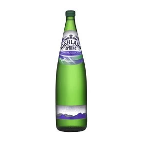 Highland Spring 1 Litre Sparkling Mineral Water Pack of 12 Glass Bottles