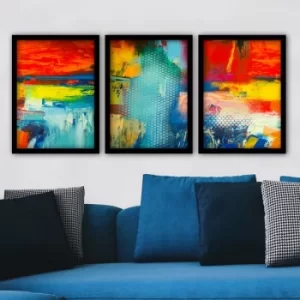 3SC148 Multicolor Decorative Framed Painting (3 Pieces)