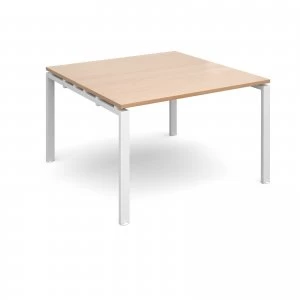 Adapt II square Boardroom Table 1200mm x 1200mm - White Frame Beech t