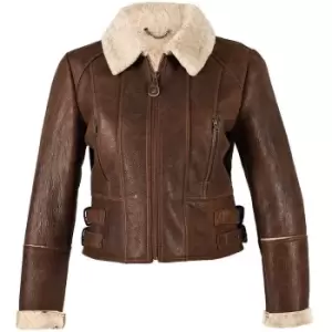 Eastern Counties Leather Womens/Ladies Ella Cropped Sheepskin Flying Jacket (10) (Brick Forest)