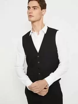 Burton Menswear London Burton Tailored Fit Black Essential Waistcoat, Black Size M Men