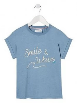 Fat Face Smile Wave Graphic T-Shirt - Chambray Size Age: 6-7 Years, Women