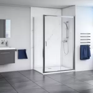 Aqualux Framed 6mm Sliding Door & Side Panel Shower Enclosure with Tray and Waste Kit 1200x800mm in Chrome