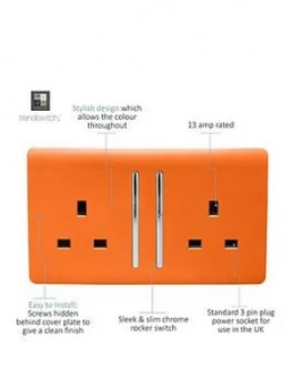 Trendiswitch 2G 13A Switched Socket Orange