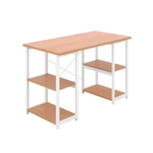 Soho Desk with Straight Shelves Beech/White Leg KF90781