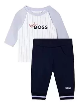 BOSS Baby Boys Stripe Long Sleeve T-Shirt And Jog Pant Set - Navy/White, Size 9 Months