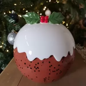 21cm Christmas Pudding Ceramic Cookie Jar