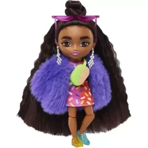 Barbie Extra Minis Doll #1 - Sprinkle-Printed Dress & Furry Coat