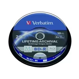Verbatim M-Disc Bluray BD-R 25 GB 4x Printable Spindle Pack of 10