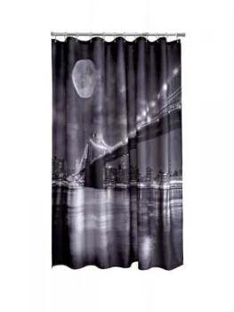 Aqualona Brooklyn Bridge Shower Curtain - Black/White