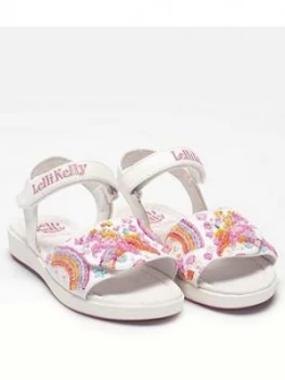 Lelli Kelly Girls Dorothy Unicorn Sandal - White, Size 2.5 Older