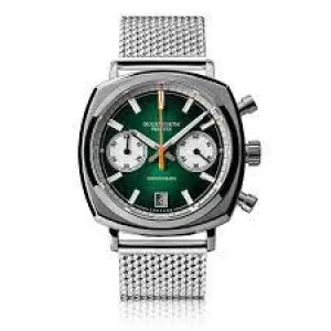 Duckworth Prestex Watch Chronograph 42 Green Sunburst Mesh Bracelet Limited Edition
