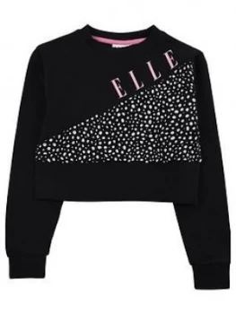 Elle Girls Spot Logo Crew Sweat Top - Black, Size Age: 10-11 Years, Women