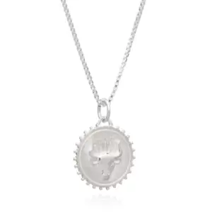 Rachel Jackson London Silver Taurus Zodiac Art Coin Necklace