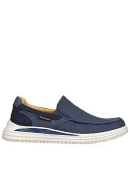 Skechers Air-cooled Classic Fit Casual Slip On Shoe - Navy, Size 10, Men
