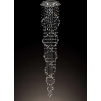 Colorado Tall Corkscrew Suspension 9 Bulbs polished chrome / crystal height 300 Cm