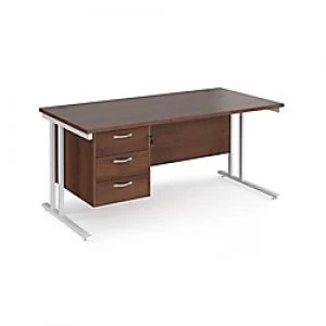 Maestro 25 Cantilever Desk with Three Drawer Pedestal and Depth of 800mm Beech