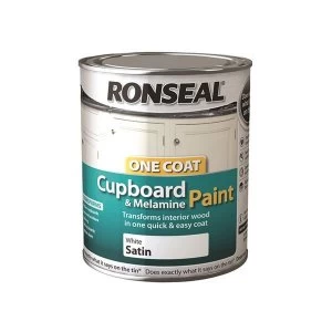 Ronseal One Coat Cupboard & Melamine Paint White Gloss 750ml
