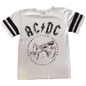 AC/DC - For Those About to Rock American Football Style Unisex Small T-Shirt - White