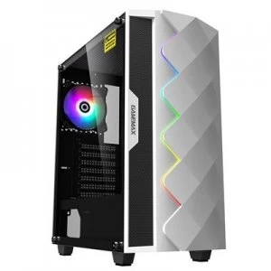 GameMax White Diamond Mid Tower 1 x USB 3.0 / 1 x USB 2.0 Tempered Glass Side Window Panel White Case with Addressable RGB LED Lighting & Fan